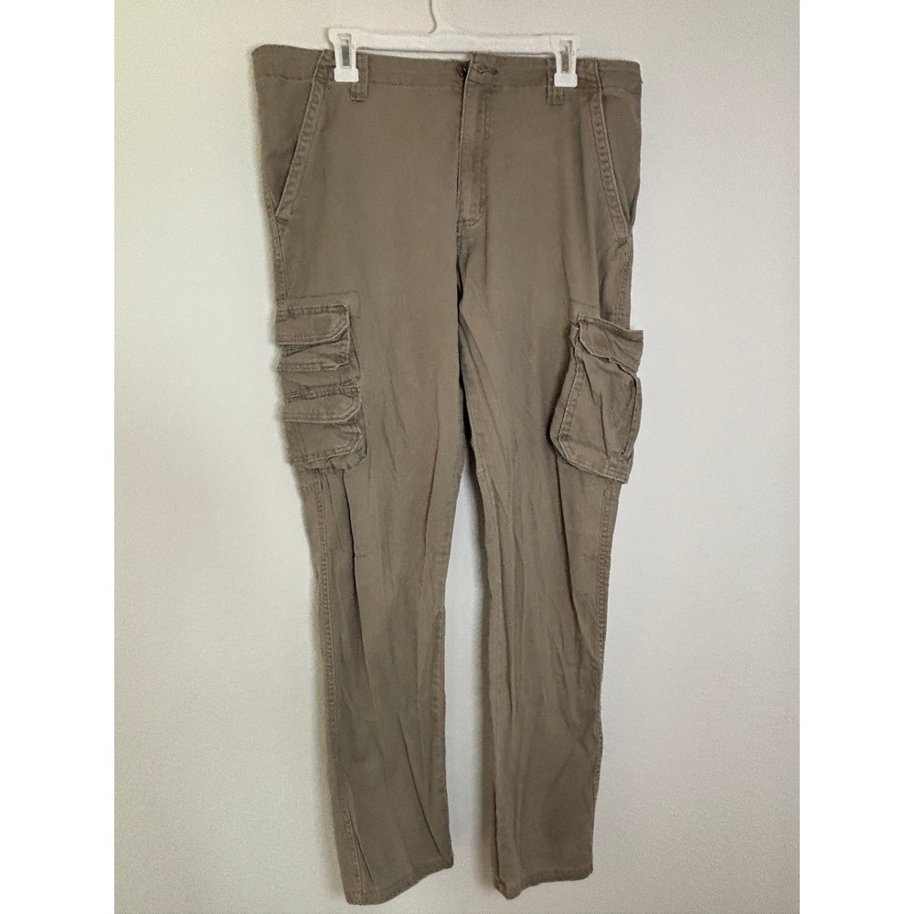 Wrangler Regular Taper Cargo Pants Mens 36x32 Tan Khaki Stretch 112344923
